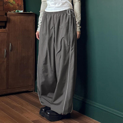 Bow-Line Stitching Woven Pants