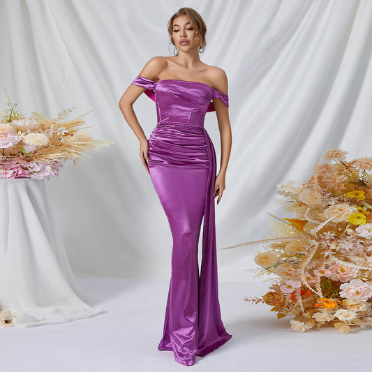Sheath Tail Off-The-Shoulder Maxi Split Dress (7516661645400)