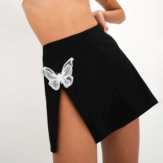 Butterfly Side-Open Stitching Skirt