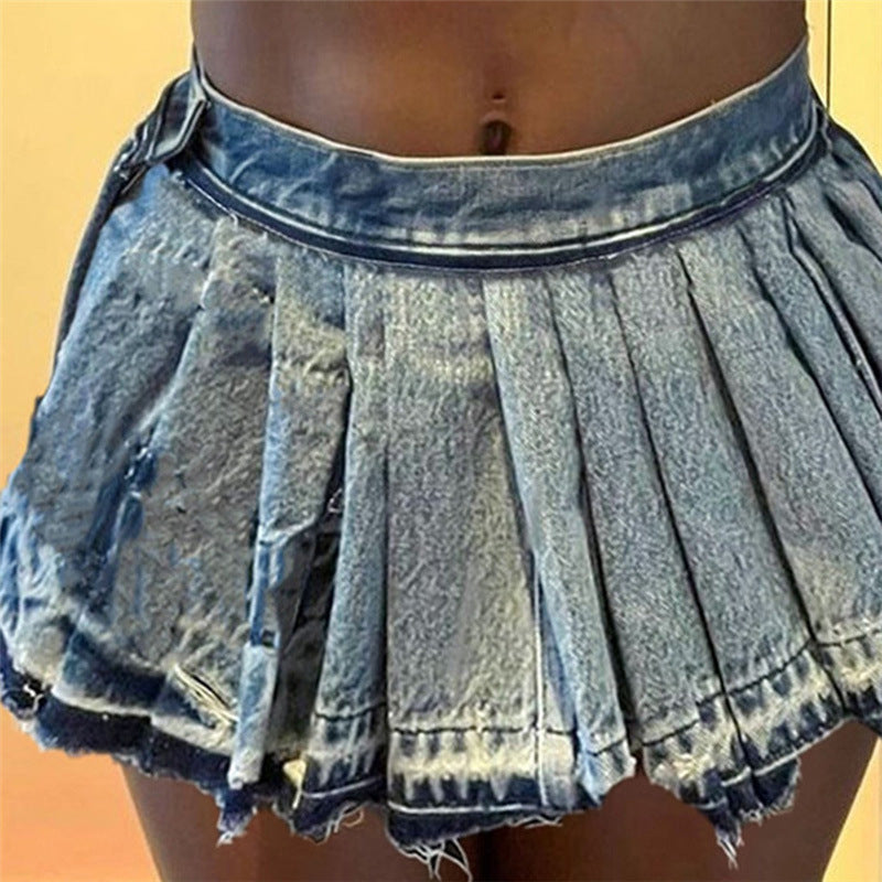 Cheerleading Denim Skirt - Pleated & Sheath (7522342142040)