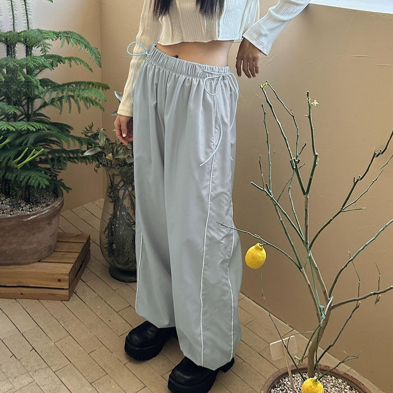 Bow-Line Stitching Woven Pants