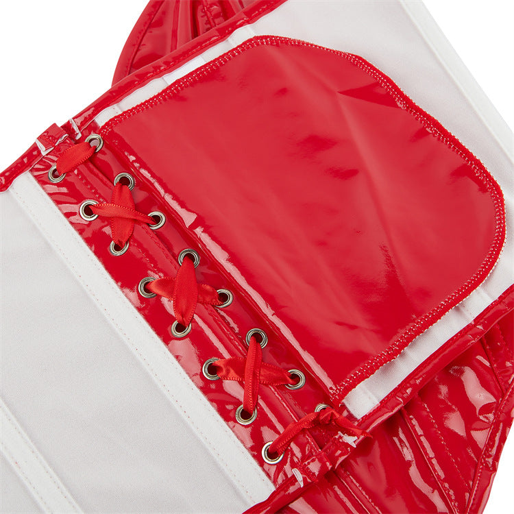 Red Leather Crop-Top (7516557639768)