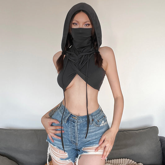 Hooded Slim Fit Cropped Vest Top