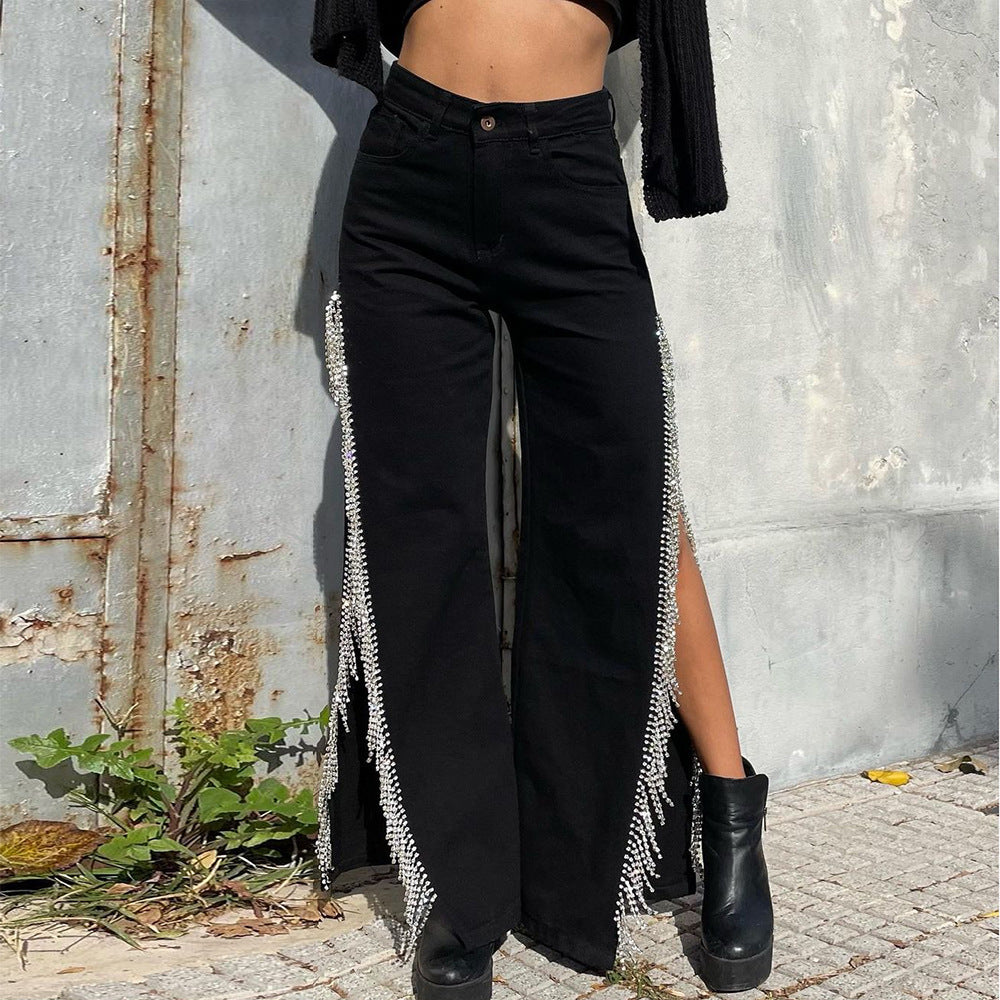 Hollow-Out Cut-Out Denim Jeans