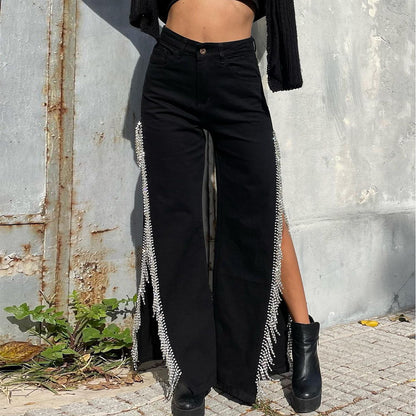Hollow-Out Cut-Out Denim Jeans