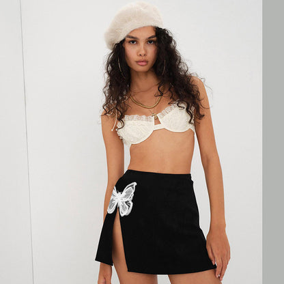 Butterfly Side-Open Stitching Skirt