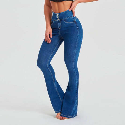 High Waist Stretchy Wide Leg Denim Jeans