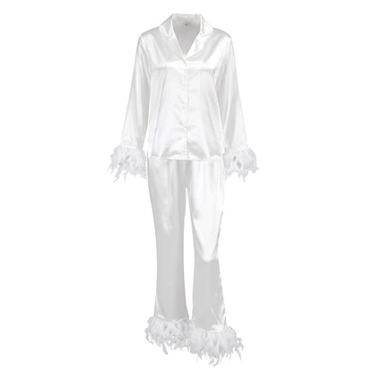 Solid Color Feathers Pajamas Set