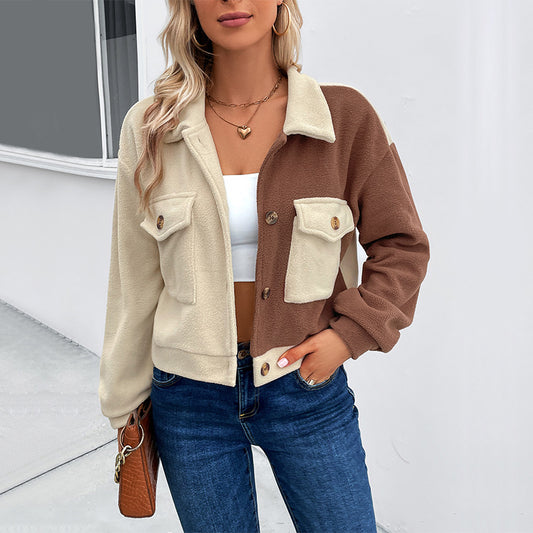 Color Matching Fleece Jacket