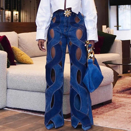 Twist Denim Jeans With Metal Buckle (7524749934680)