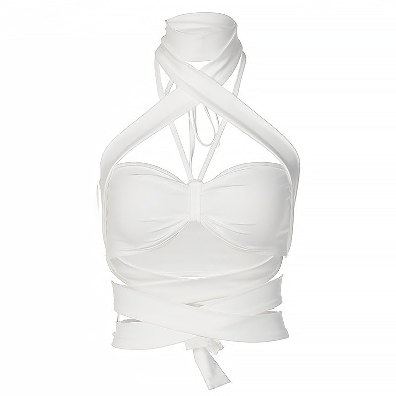 Endless Ties - Cropped Hollow Out Cut-Out Strap Halter Tube Top (7517936877656)