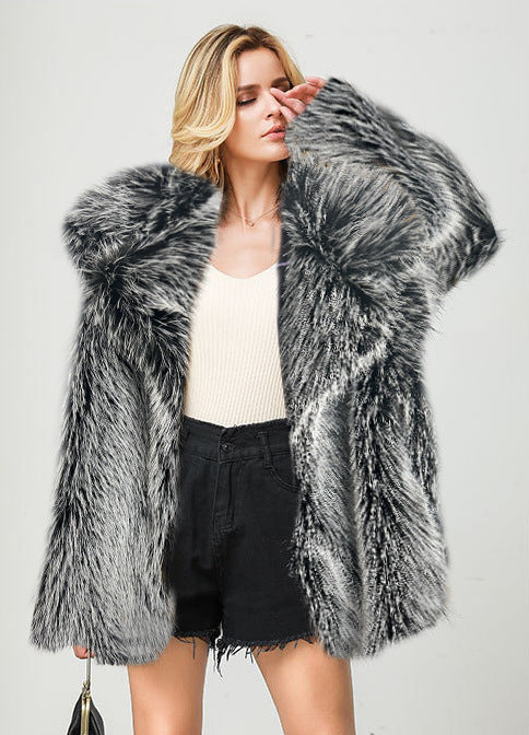 Faux Fur Mid-Length Coat