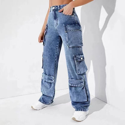 Flap-Pockets High-Waist Denim Jeans