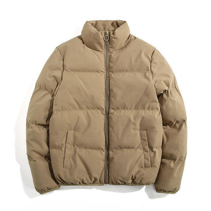Plus Size Solid Color Cotton Stand-Up Collar Jacket