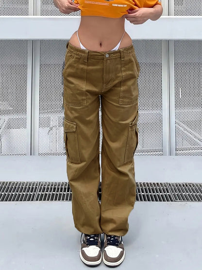 Retro Pockets High-Waist Denim Pants