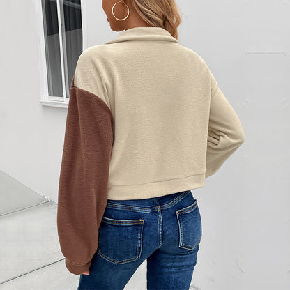 Color Matching Fleece Jacket