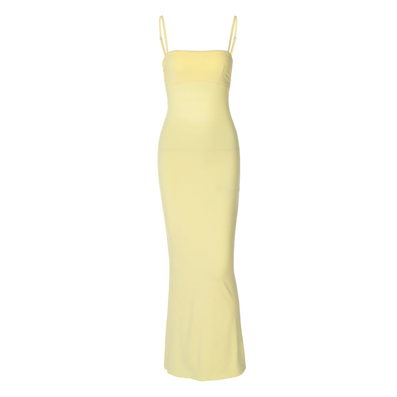 Backless Stitching Tied Slim-Fit Maxi Dress