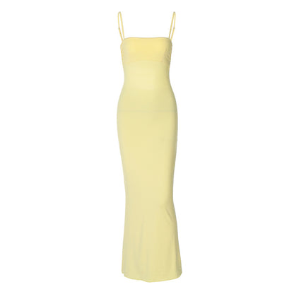 Backless Stitching Tied Slim-Fit Maxi Dress
