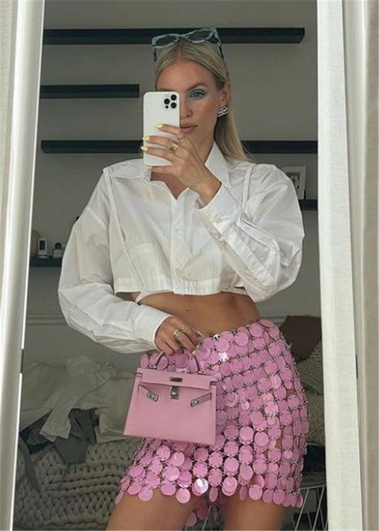 Criss-Cross Sequin Skirt
