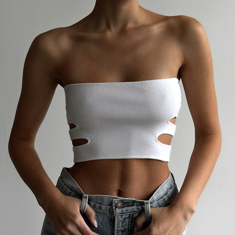Cropz - Hollow-Out Cut-Out Crop-Top (7517929177176)