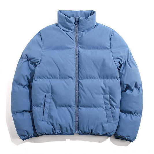 Plus Size Solid Color Cotton Stand-Up Collar Jacket