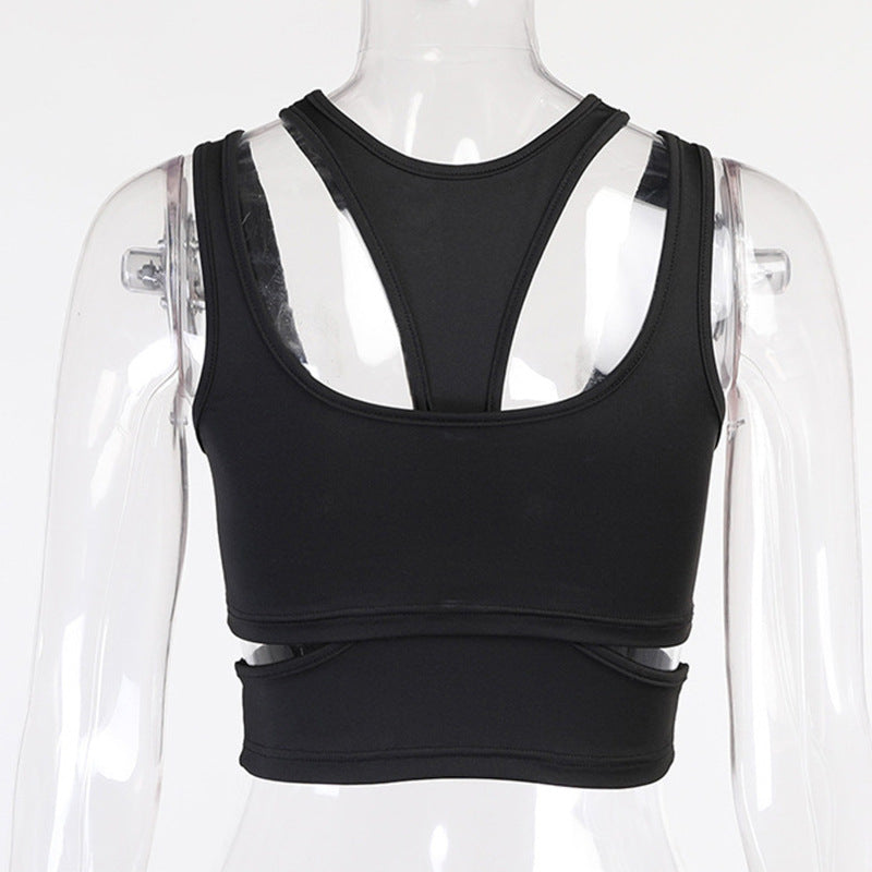 Hollow-Out Cut-Out Sling Cross Tank-Top