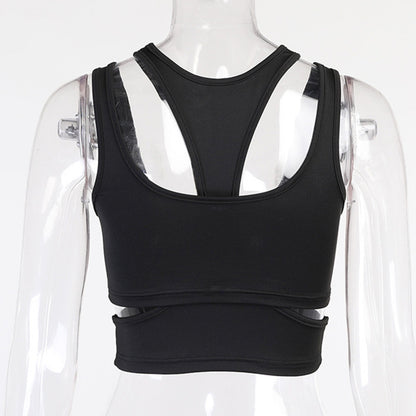 Hollow-Out Cut-Out Sling Cross Tank-Top