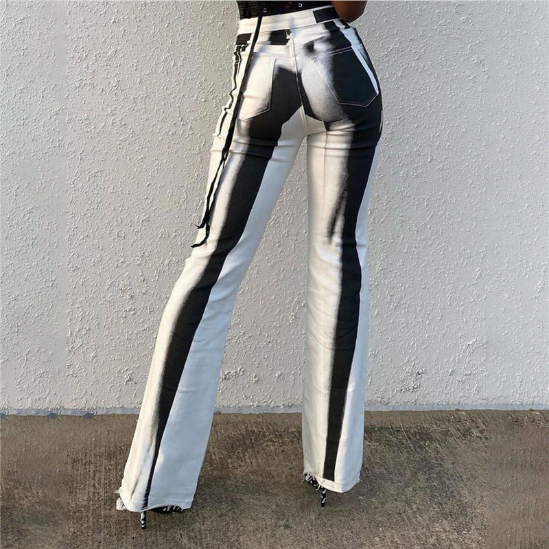 Digital Printing - High-Waist Slim Flared Yoga Pants (7520615530584)