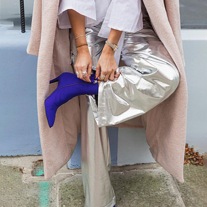 Metallic Coated High-Waist Faux Leather Pants