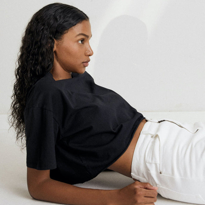 Cotton Solid Color Crop-Top