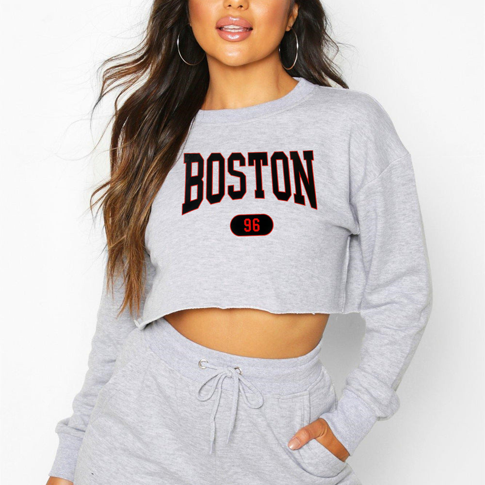 BOSTON Graphic Printing Cropped Long Sleeves Sweater (7517821632600)