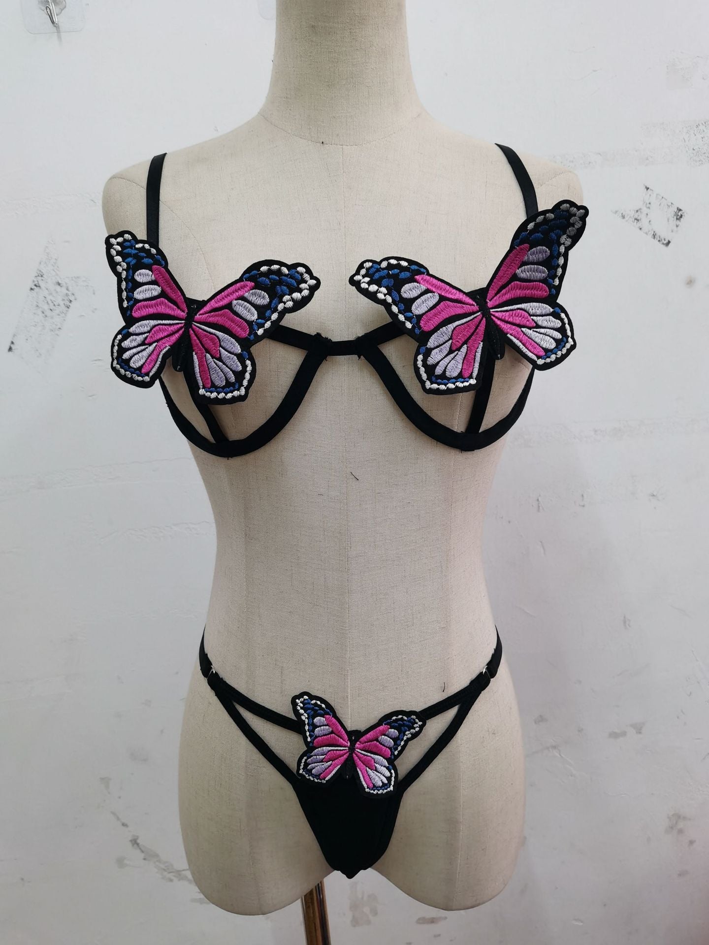 Did I Flutter - Butterfly Detail Backless Split Lingerie Set (7517839229016)