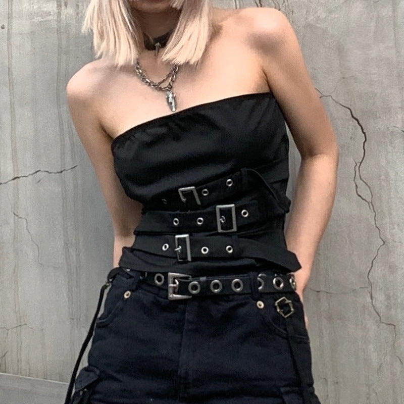 Multiple-Straps Metal Adjustment Buckles Off-The-Shoulder Tube-Top (7517921280088)