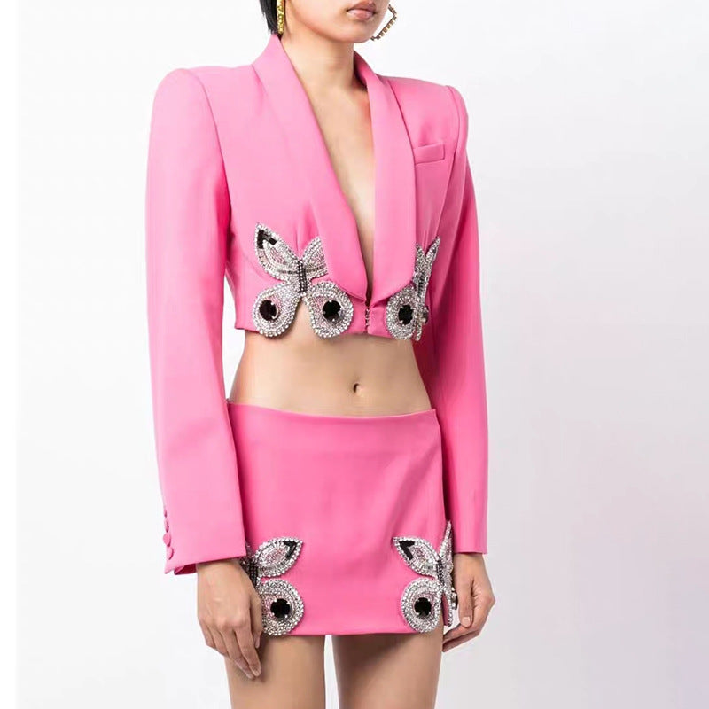 Luxury Heavy Industry Butterfly Blazer & High-Waist Skirt Two-Piece Suit Set (7524302585944)