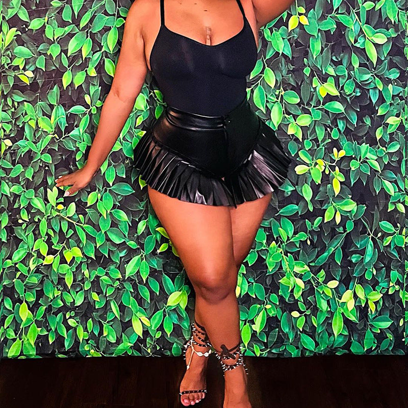 Leather Frill - Super Short Shorts (7516490465368)