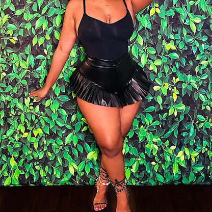 Leather Frill - Super Short Shorts (7516490465368)