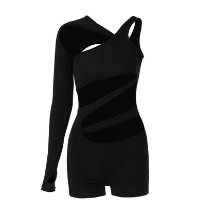 Solid Color Hollow-Out Cut-Out Romper