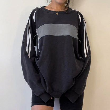 Basic-Blouse-T - Basic-All-Matching Loose Sweatshirt T-Shirt Striped Contrast Color Round Neck Pullover Top (7517819338840)
