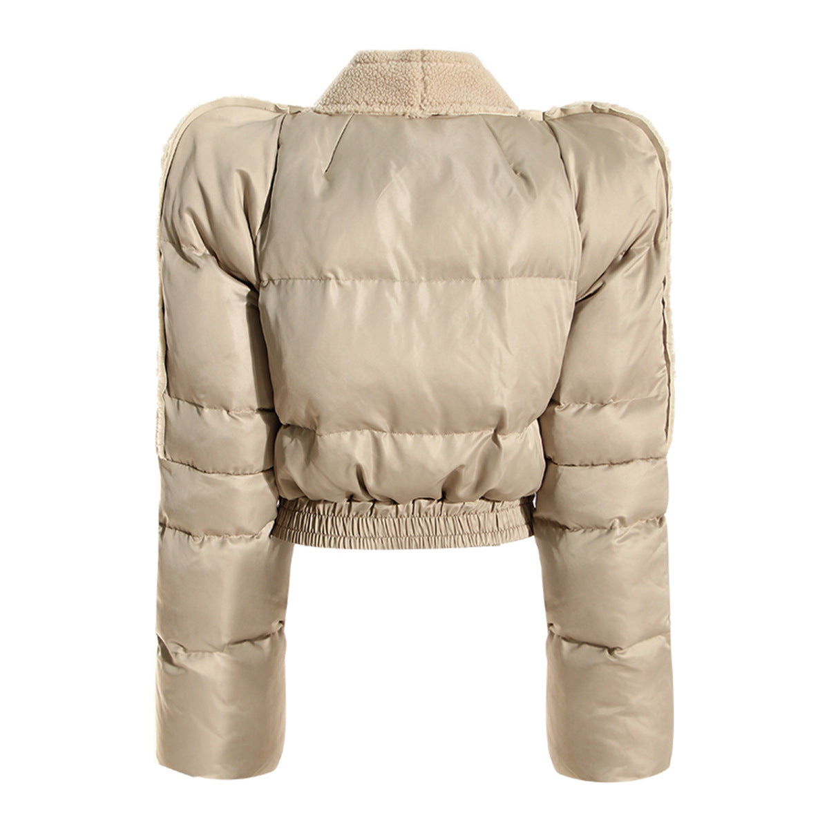 Zipper Plush Tower Shoulder Stitching Quilted Coat (7524290396248)