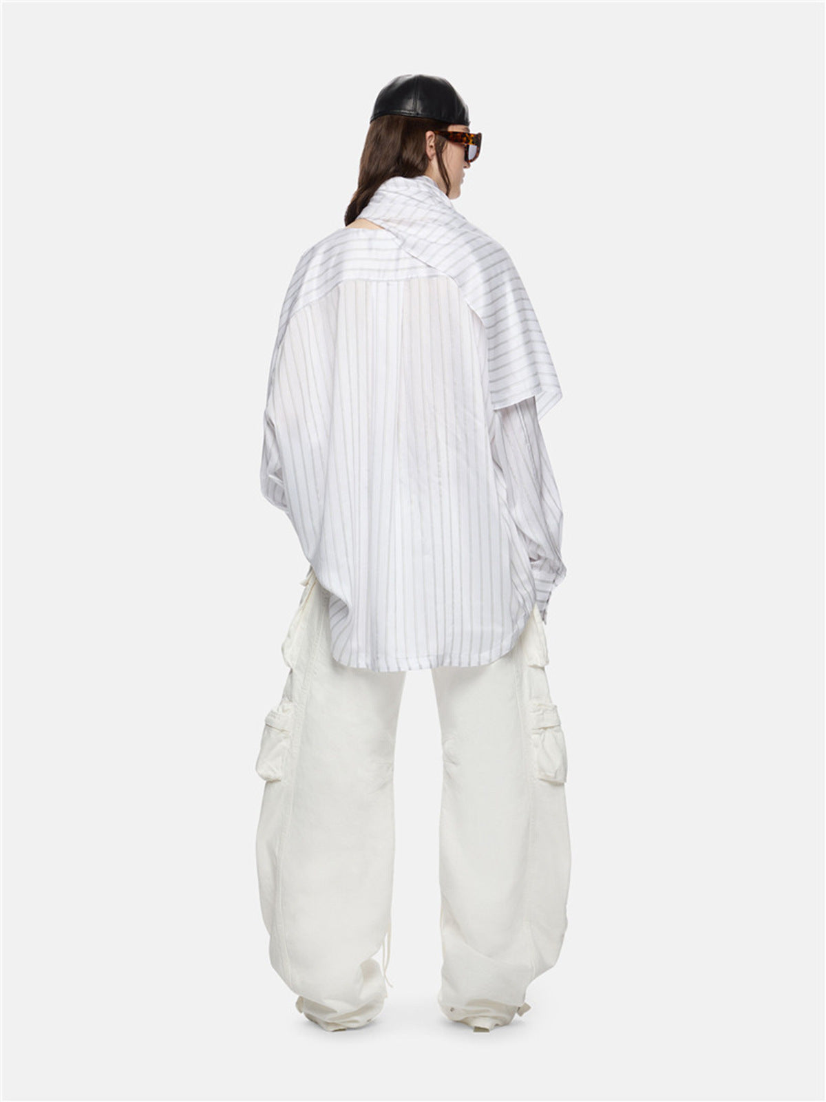 Industry Distressed-Washed Multi-Pocket Wide Leg Workwear Denim Jeans
