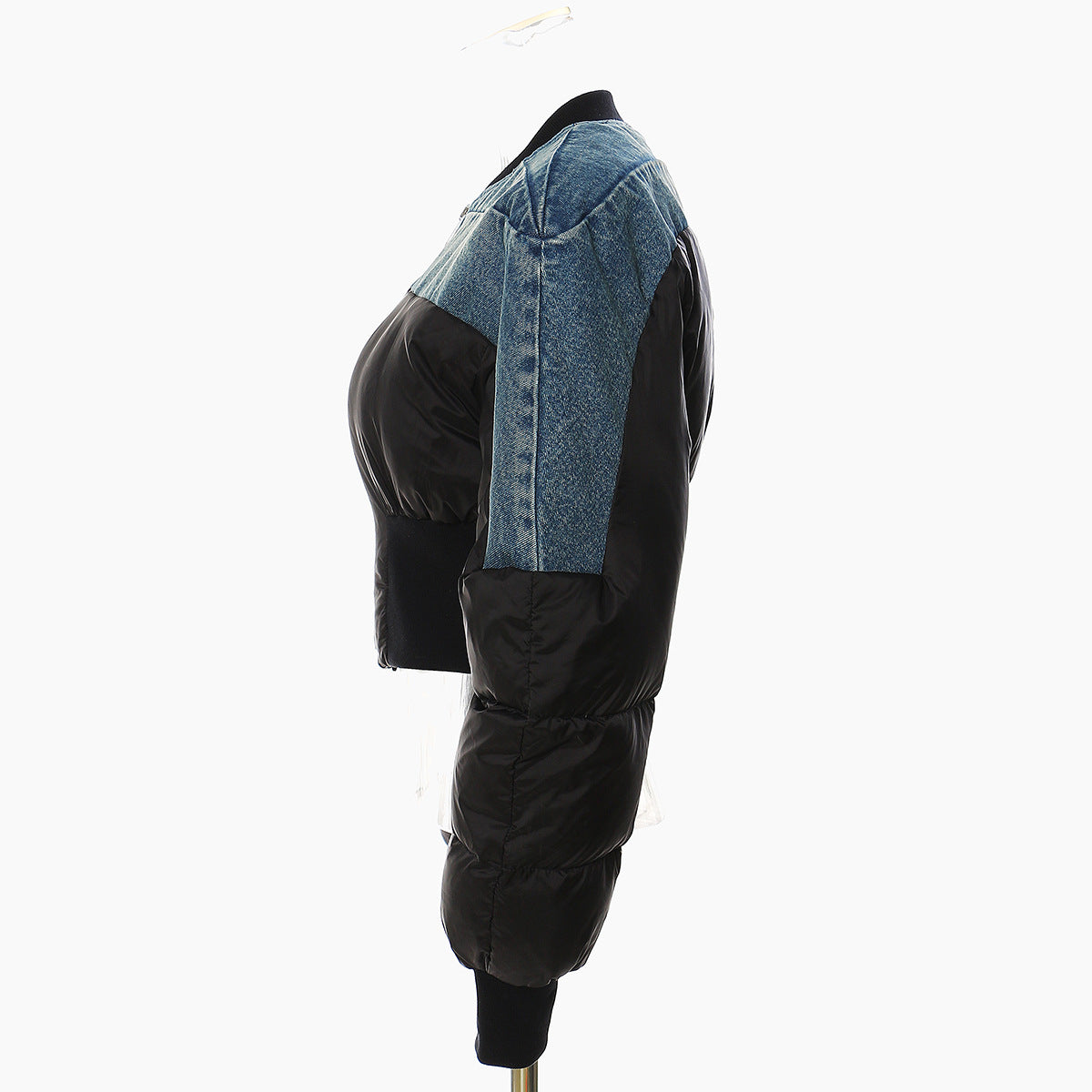 Denim & Padded - Denim Washing Stitching Padded Jacket (7516615770200)