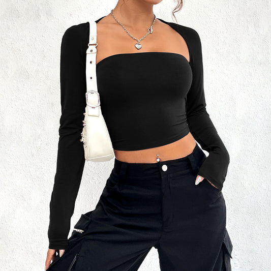 Long Sleeves Crop-Top Casual Yoga Top (7524754423896)