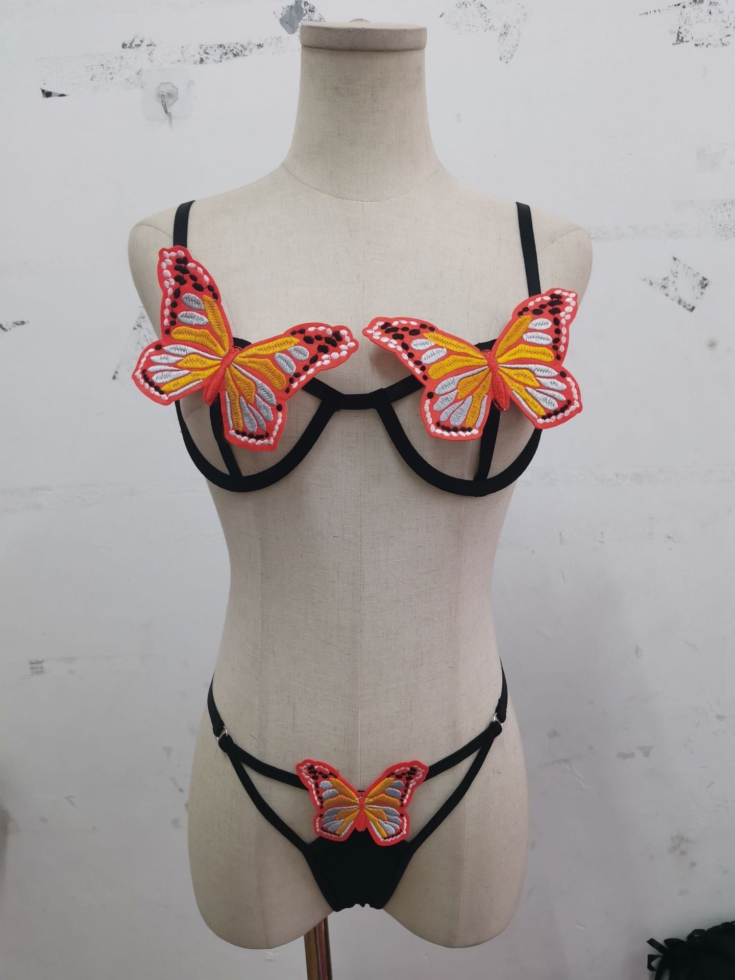 Did I Flutter - Butterfly Detail Backless Split Lingerie Set (7517839229016)
