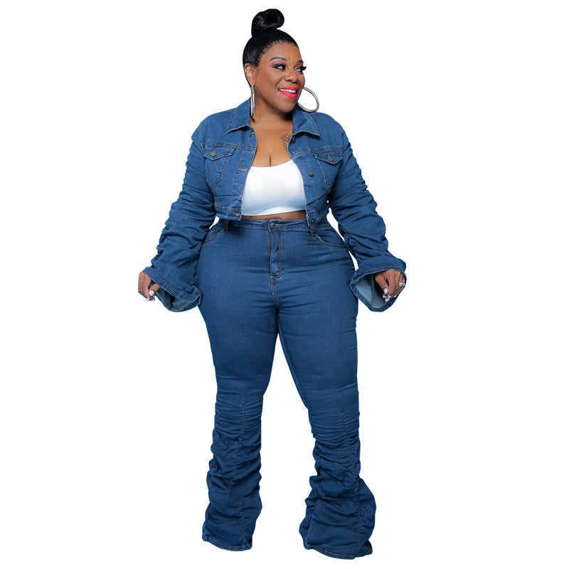Pleat Piles - Denim Two-Piece Pleated Pile Pants & Top (7516547186776)