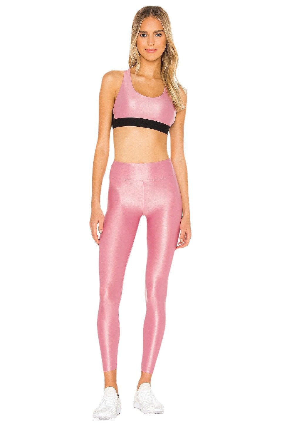 The Glossy Pink, Though - Bronze Dark Black Elastic Yoga Two-Piece Set (7516841050200)