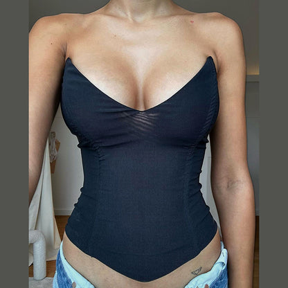 Backless Corners - Off-Shoulder Slim-Fit Solid Color Crop-Top (7517937827928)