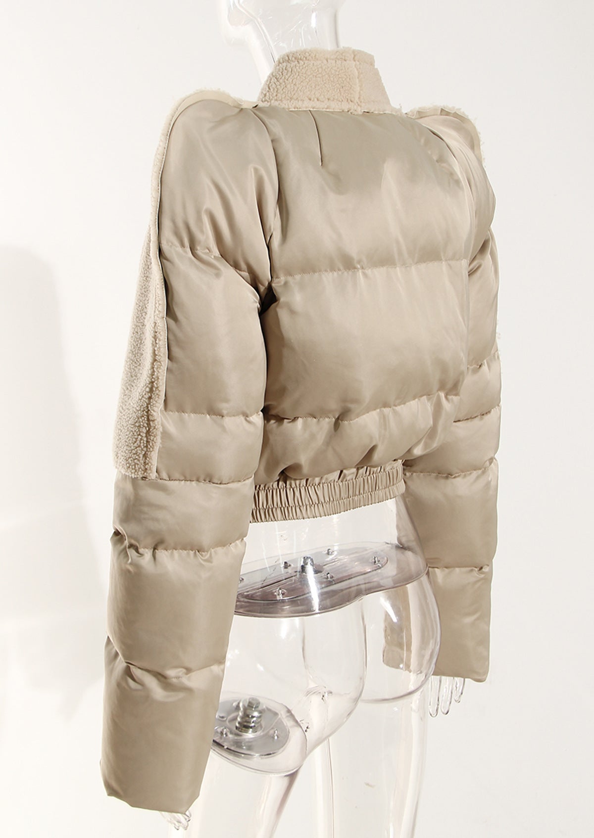Zipper Plush Tower Shoulder Stitching Quilted Coat (7524290396248)
