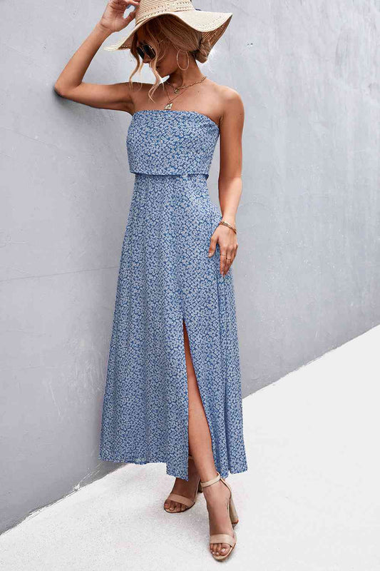 Strapless Split Maxi Dress (7515563982936)