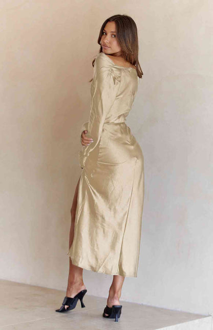 Cowl Neck - Long Sleeve Maxi Dress (7515554218072)