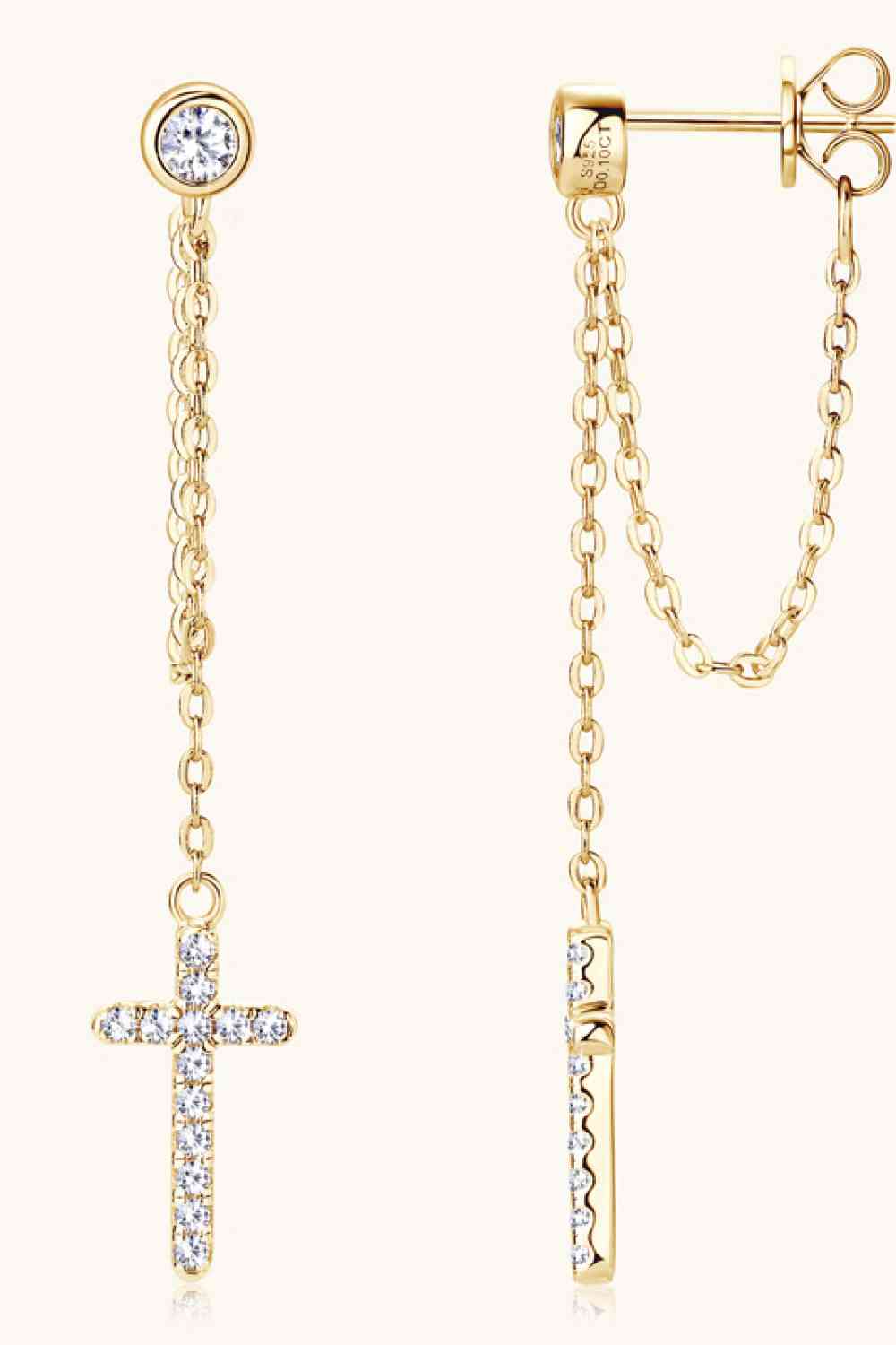 Moissanite 925 Sterling Silver Cross Earrings (7499301486680)